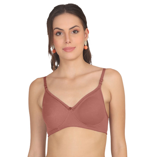 POOJA RAGENEE Moulded Non Padded Smooth Cotton Bra MQ3051 Brown