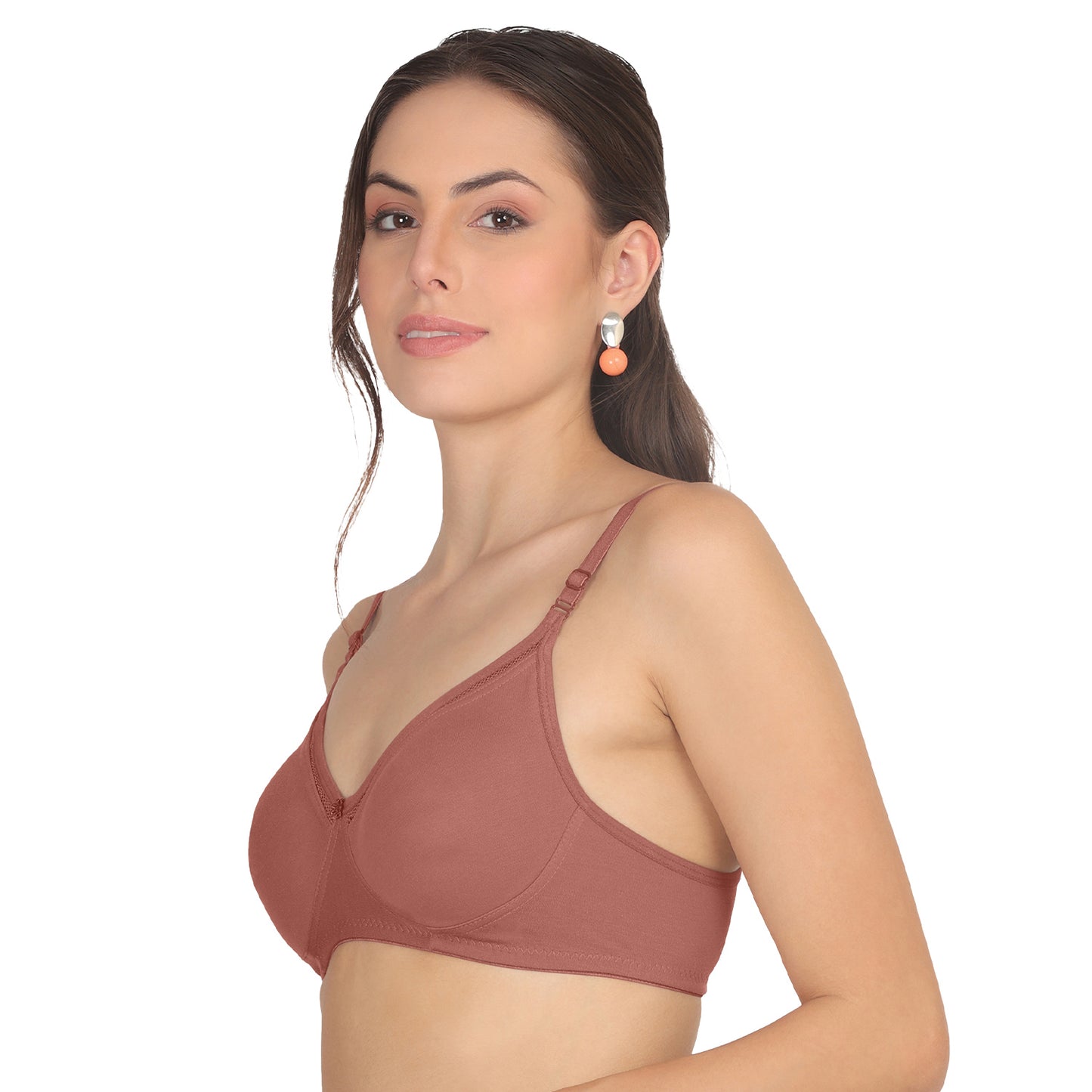 POOJA RAGENEE Moulded Non Padded Smooth Cotton Bra MQ3051 Brown