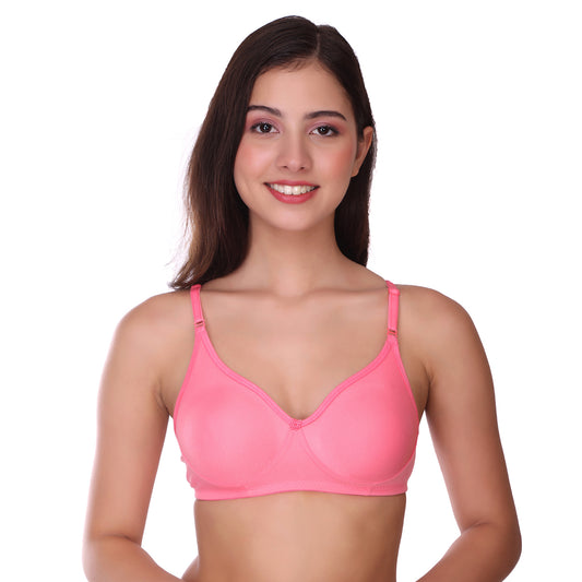 Pooja Ragenee Full Coverage Non Padded Cotton Bra For Everyday Coral