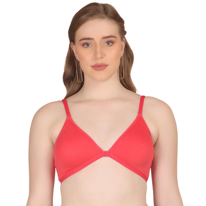 POOJA RAGENEE Double Layer Front Opener Hooks Detachable Strap Bra BQ2184 Coral