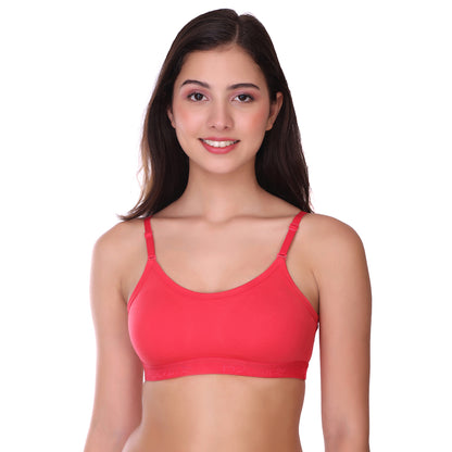 Pooja Ragenee Cotton Moulded Sports bra for Girls Coral