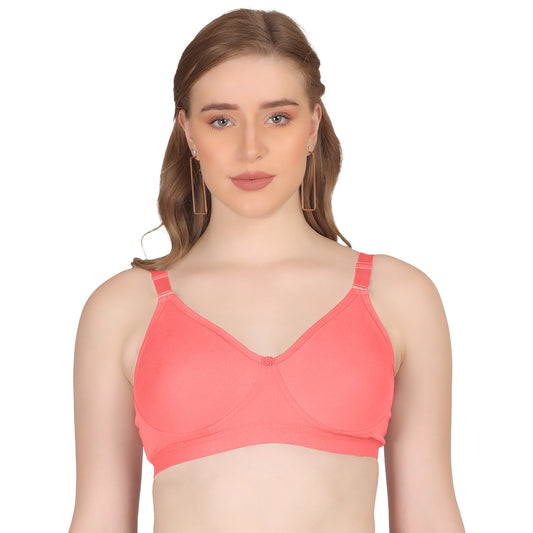 POOJA RAGENEE Seamless Moulded Non Padded Free Wired Comfortable Bra MQ3053 Coral