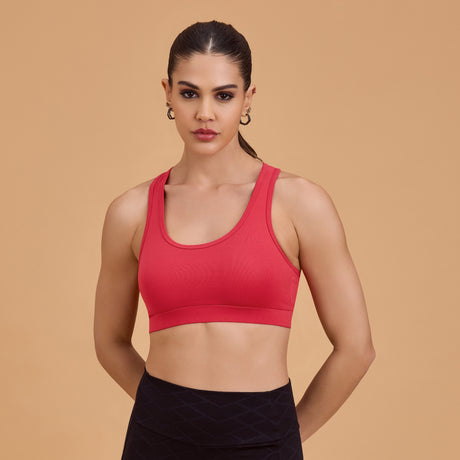 Medium Impact Racerback Sports Bra – Seamless, Breathable, Supportive SQ1028