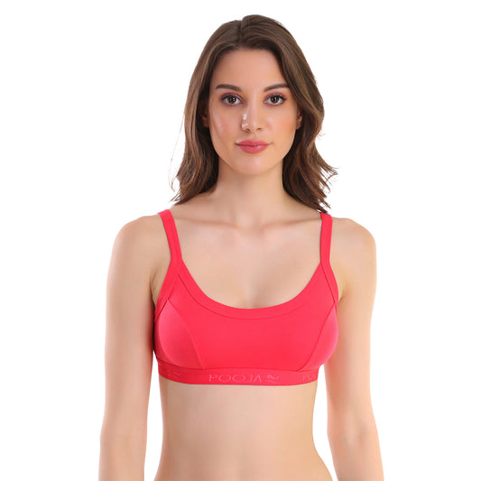 Pooja Ragenee Pure Cotton Sports bra for Womens Coral