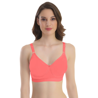 POOJA RAGENEE Seamless Moulded Non Padded Free Wired Comfortable Bra MQ3053D Coral