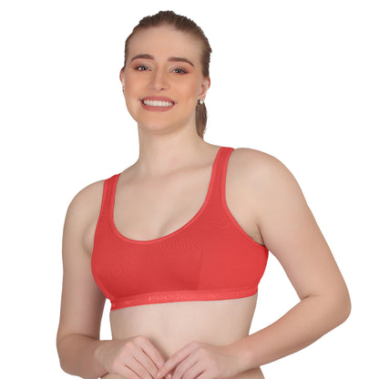 POOJA RAGENEE T-Shirt Bra Fitness & comfortable Smooth Fabric Sports Bra SQ1034 Coral