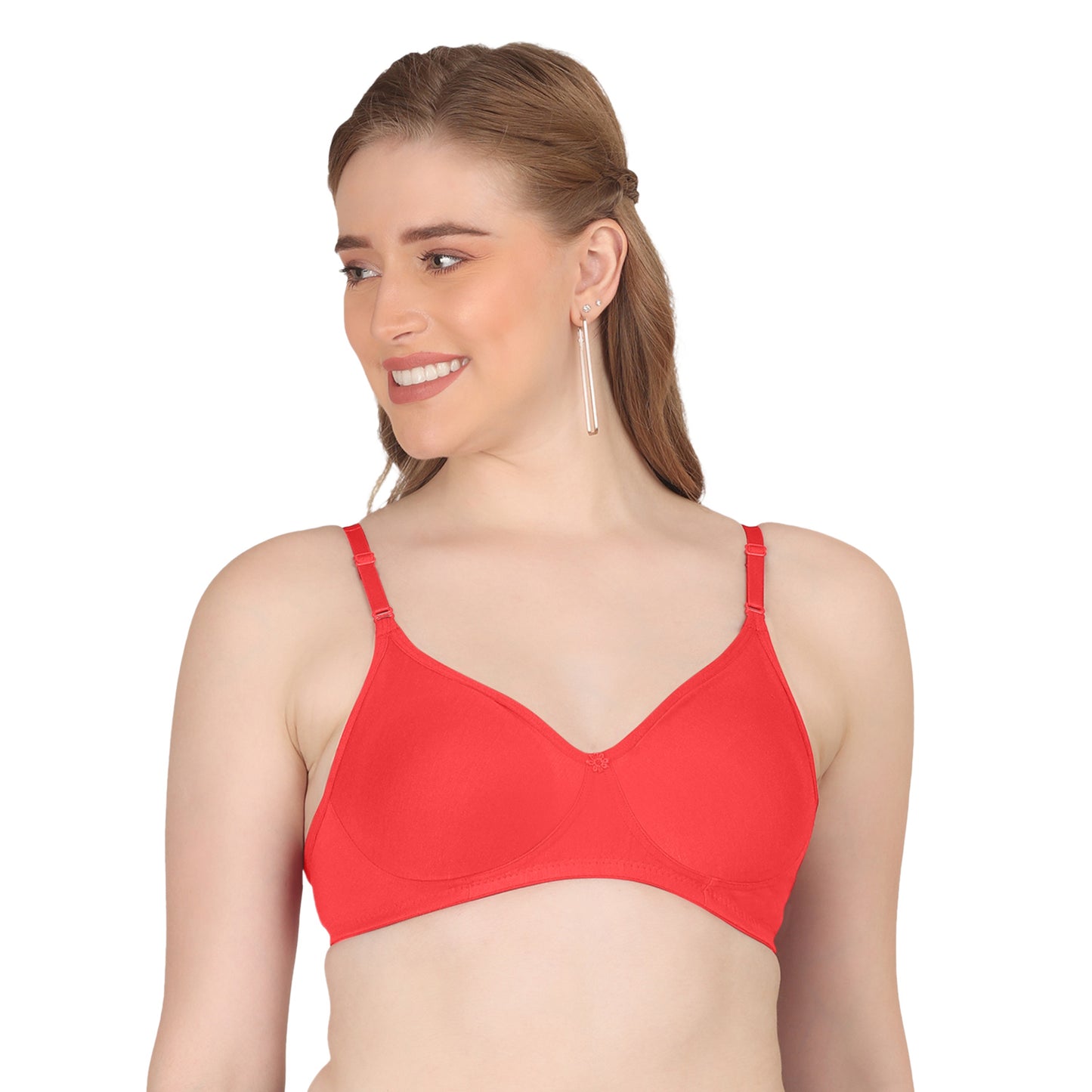 Pooja Ragenee Moulded Non Padded Smooth Cotton Lycra Bra MQ3050 Coral