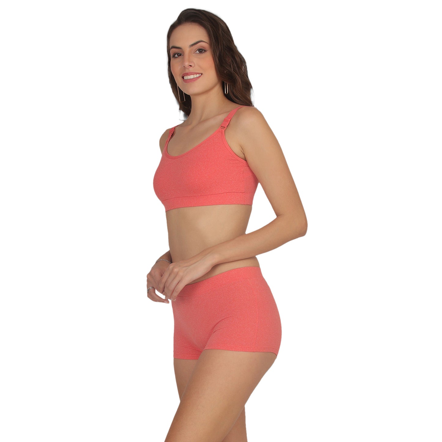 POOJA RAGENEE Comfortable & Smooth Cotton Lycra Sport Set ST06 Coral