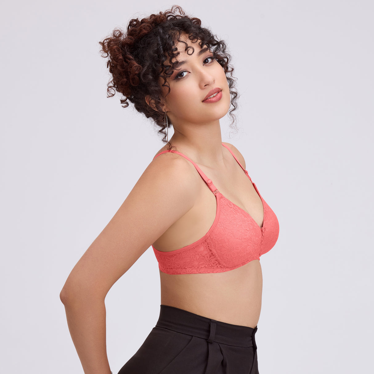 Net Padded Bra for Women|Comfortable Support|Stylish Lace Design FQ8010