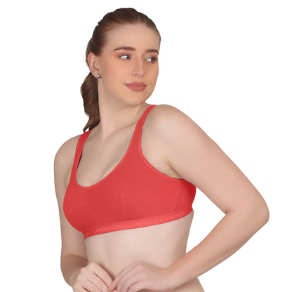 POOJA RAGENEE T-Shirt Bra Fitness & comfortable Smooth Fabric Sports Bra SQ1034 Coral