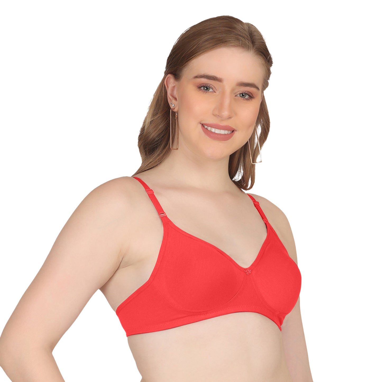 Pooja Ragenee Moulded Non Padded Smooth Cotton Lycra Bra MQ3050 Coral