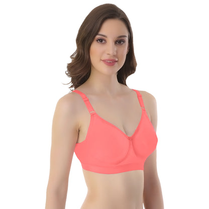 POOJA RAGENEE Seamless Moulded Non Padded Free Wired Comfortable Bra MQ3053D Coral