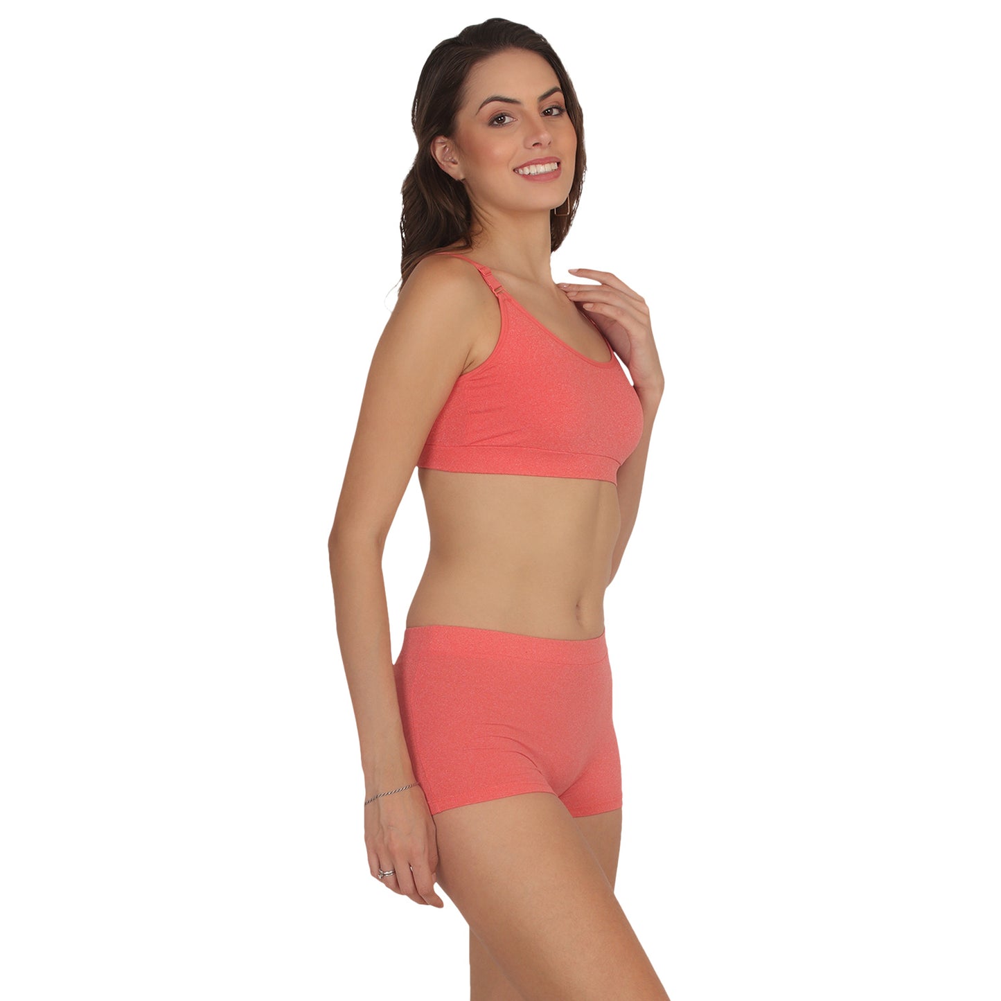 POOJA RAGENEE Comfortable & Smooth Cotton Lycra Sport Set ST06 Coral