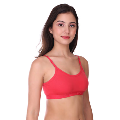 Pooja Ragenee Cotton Moulded Sports bra for Girls Coral