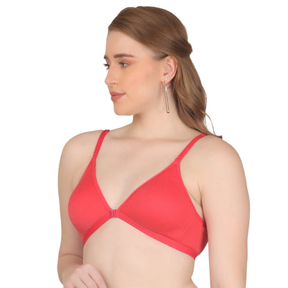 POOJA RAGENEE Double Layer Front Opener Hooks Detachable Strap Bra BQ2184 Coral