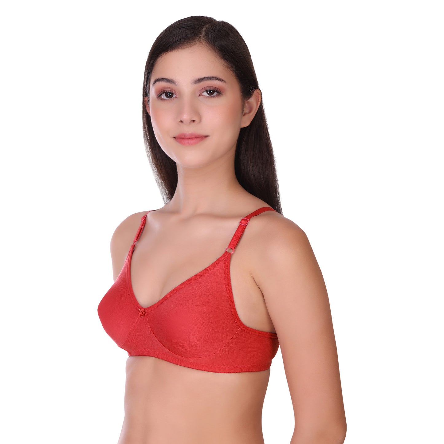 Pooja Ragenee Womens Full Coverage Non Padded Mould Cotton Bra MQ3055 Wine-Baby Pink-Coral