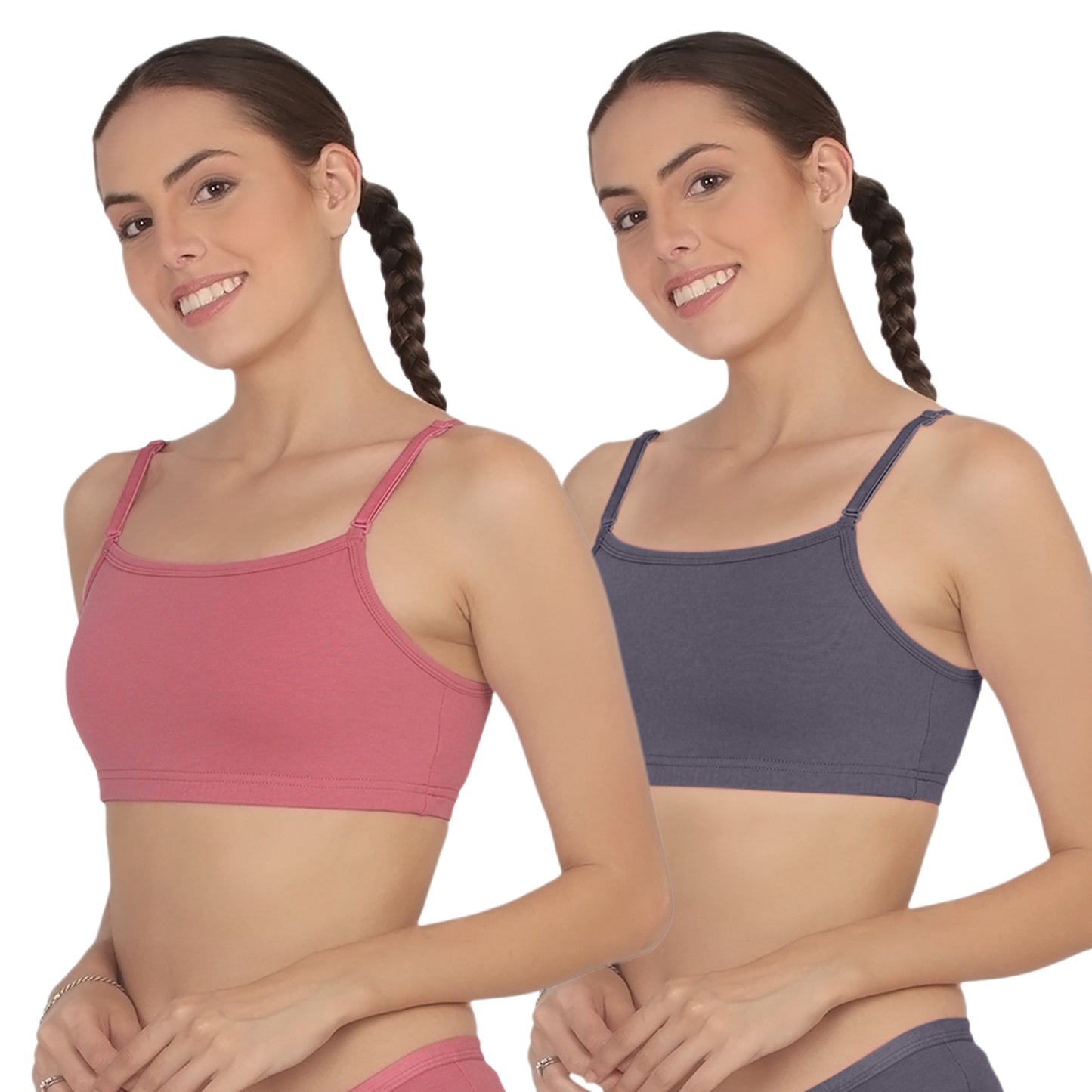 POOJA RAGENEE Smooth Fabric & comfortable Sports Bra for Fitness SQ1031B Dark Pink-Grey