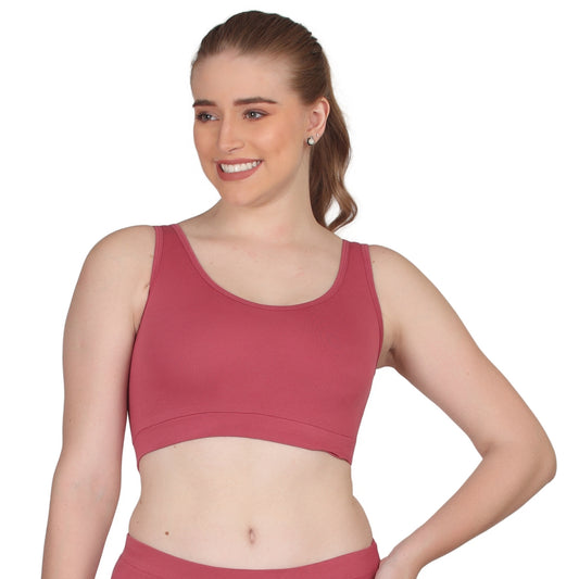 POOJA RAGENEE Skin Breathable & Comfortable Sports Bra SQ1029B Dark Pink