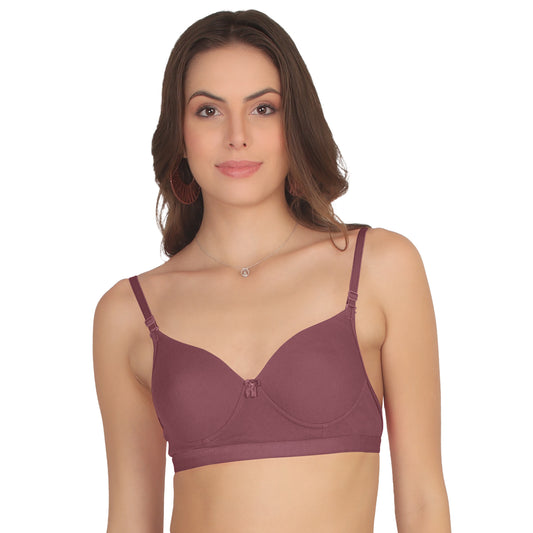 POOJA RAGENEE T-Shirt Moulded Double Layer Cup Non Padded Seamless Bra MQ3054 Dark Pink