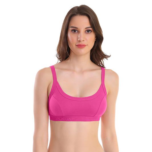 Pooja Ragenee Pure Cotton Sports bra for Womens Dark Pink