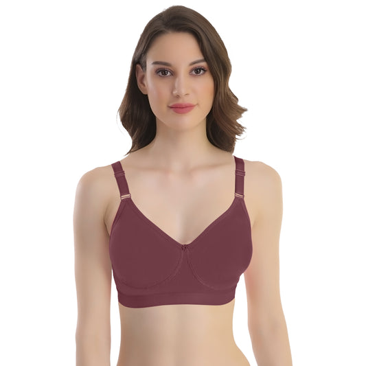 POOJA RAGENEE Seamless Moulded Non Padded Free Wired Comfortable Bra MQ3053D Dark Pink