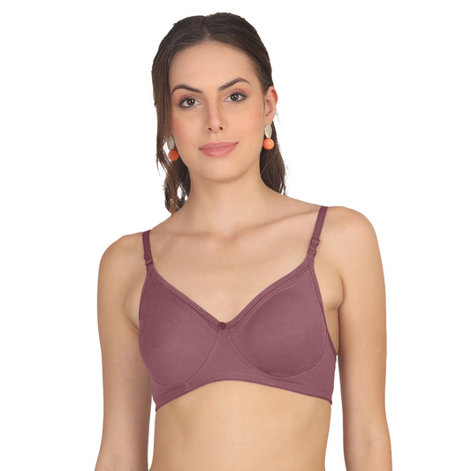 POOJA RAGENEE Moulded Non Padded Smooth Cotton Bra MQ3051 Dark Pink