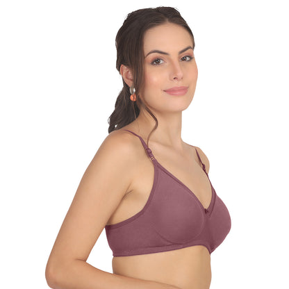 POOJA RAGENEE Moulded Non Padded Smooth Cotton Bra MQ3051 Dark Pink