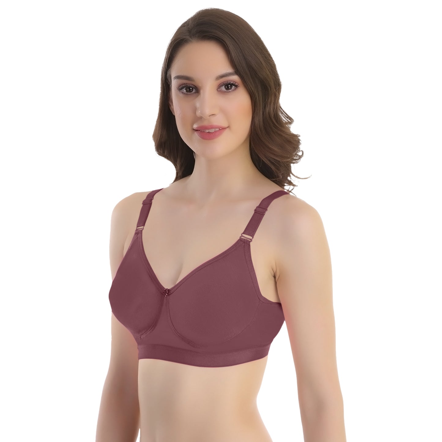 POOJA RAGENEE Seamless Moulded Non Padded Free Wired Comfortable Bra MQ3053D Dark Pink