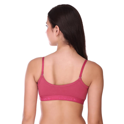 Pooja Ragenee Cotton Moulded Sports bra for Girls Dark Pink