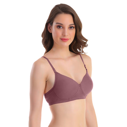 Pooja Ragenee Womens Full Coverage Padded Mould Cotton Bra FQ8005 Dark Pink-Magenta