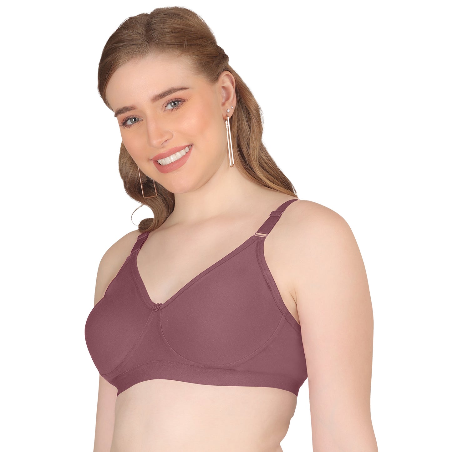 POOJA RAGENEE Seamless Moulded Non Padded Free Wired Comfortable Bra MQ3053 Dark Pink