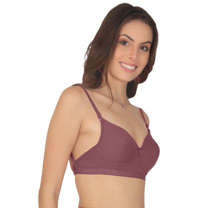 POOJA RAGENEE T-Shirt Moulded Double Layer Cup Non Padded Seamless Bra MQ3054 Dark Pink