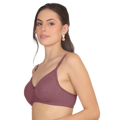 POOJA RAGENEE Moulded Non Padded Smooth Cotton Bra MQ3051 Dark Pink