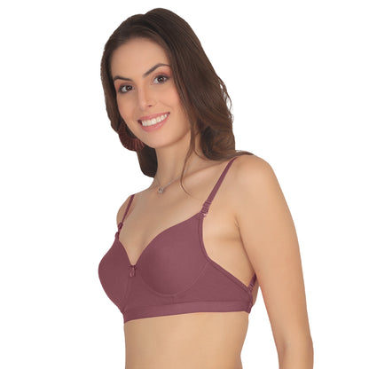 POOJA RAGENEE T-Shirt Moulded Double Layer Cup Non Padded Seamless Bra MQ3054 Dark Pink