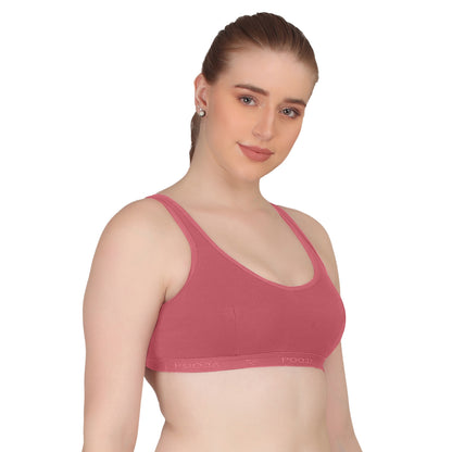 POOJA RAGENEE T-Shirt Bra Fitness & comfortable Smooth Fabric Sports Bra SQ1034 Dark Pink