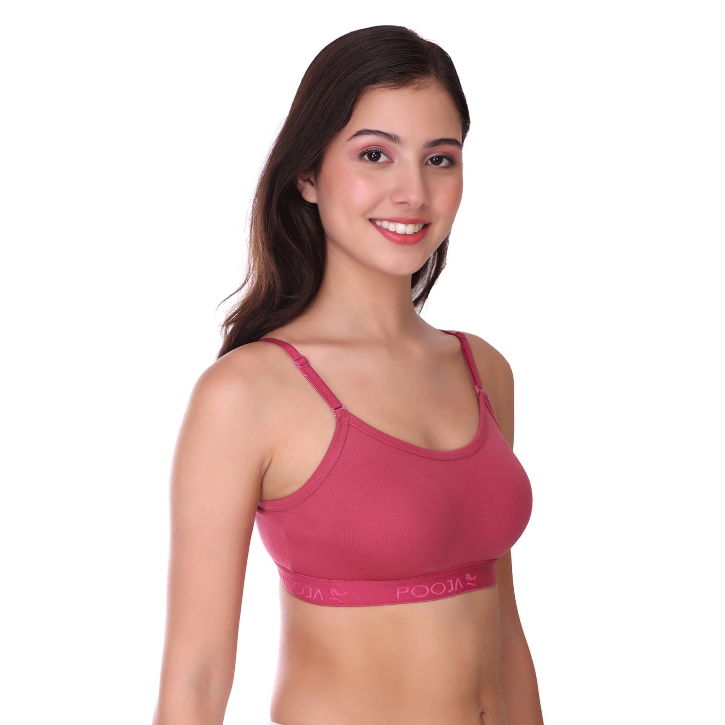 Pooja Ragenee Cotton Moulded Sports bra for Girls Dark Pink