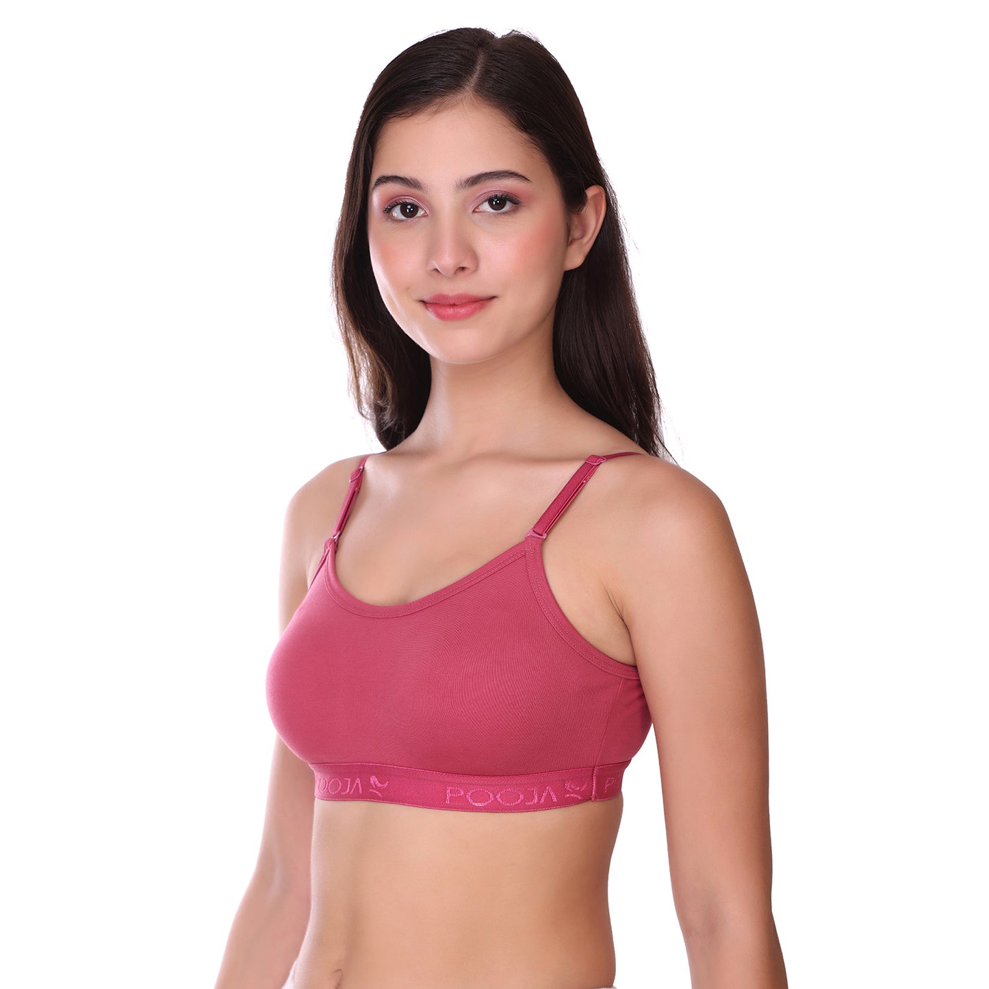 Pooja Ragenee Cotton Moulded Sports bra for Girls Dark Pink