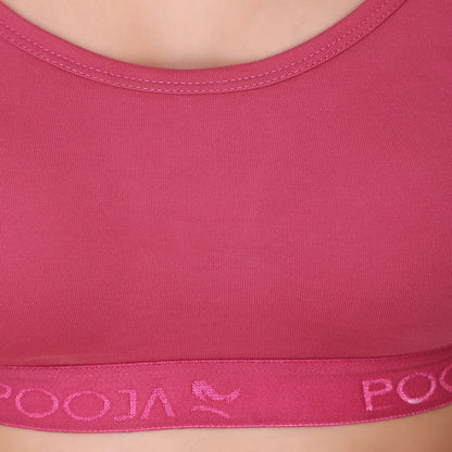 Pooja Ragenee Cotton Moulded Sports bra for Girls Dark Pink