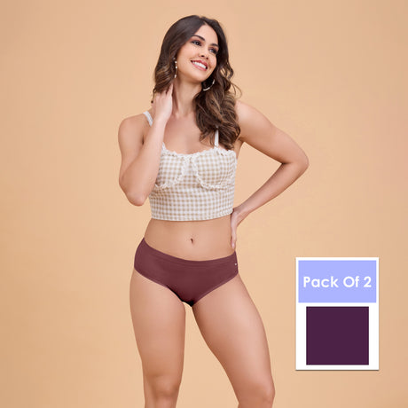 Women’s Plain Hipster Panty –Soft Cotton, Comfort & Everyday Fit PQ5042-2PC