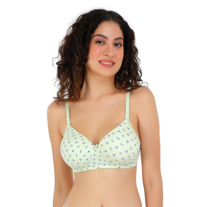 Pooja Ragenee Light Padded Printed bra Lycra Blend for Womens - FQ8001 Green