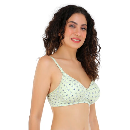 Pooja Ragenee Light Padded Printed bra Lycra Blend for Womens - FQ8001 Green