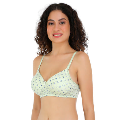 Pooja Ragenee Light Padded Printed bra Lycra Blend for Womens - FQ8001 Green