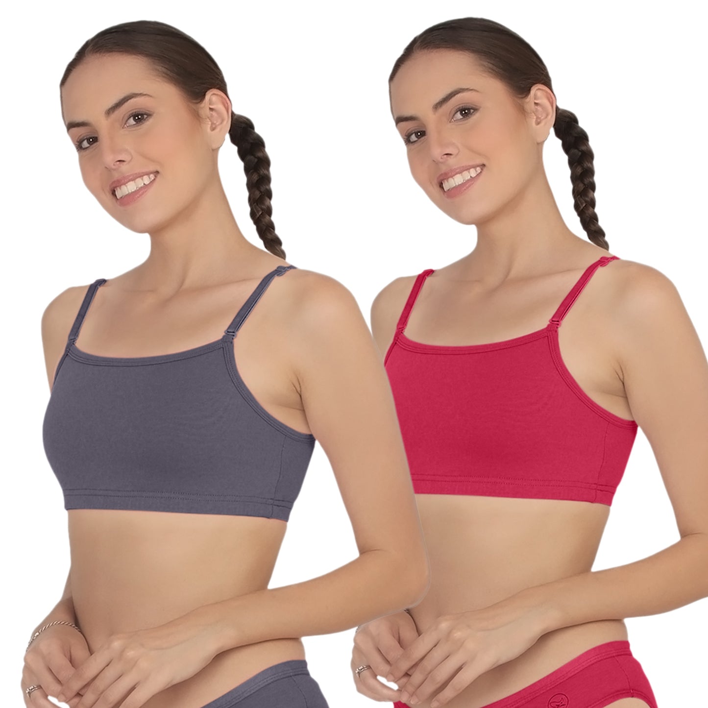 POOJA RAGENEE Smooth Fabric & comfortable Sports Bra for Fitness SQ1031B Grey-Magenta