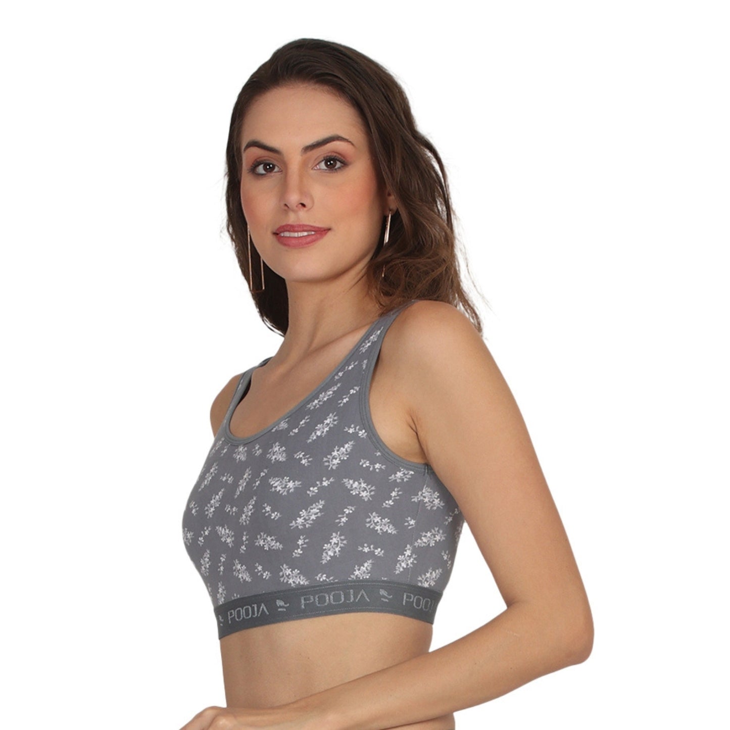 POOJA RAGENEE Seamless Smooth Fabric & comfortable Printed Bra for Fitness SQ1032 Grey