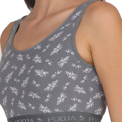 POOJA RAGENEE Seamless Smooth Fabric & comfortable Printed Bra for Fitness SQ1032 Grey