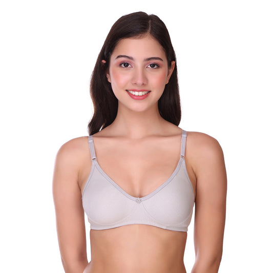 Pooja Ragenee Full Coverage Non Padded Cotton Bra For Everyday Grey