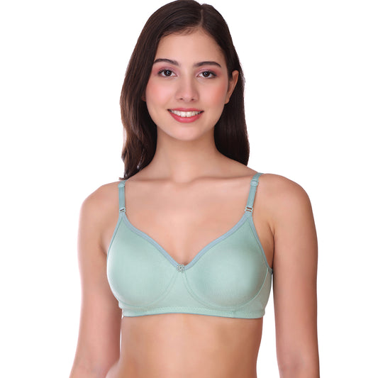 Pooja Ragenee Full Coverage Non Padded Cotton Bra For Everyday Mint Green