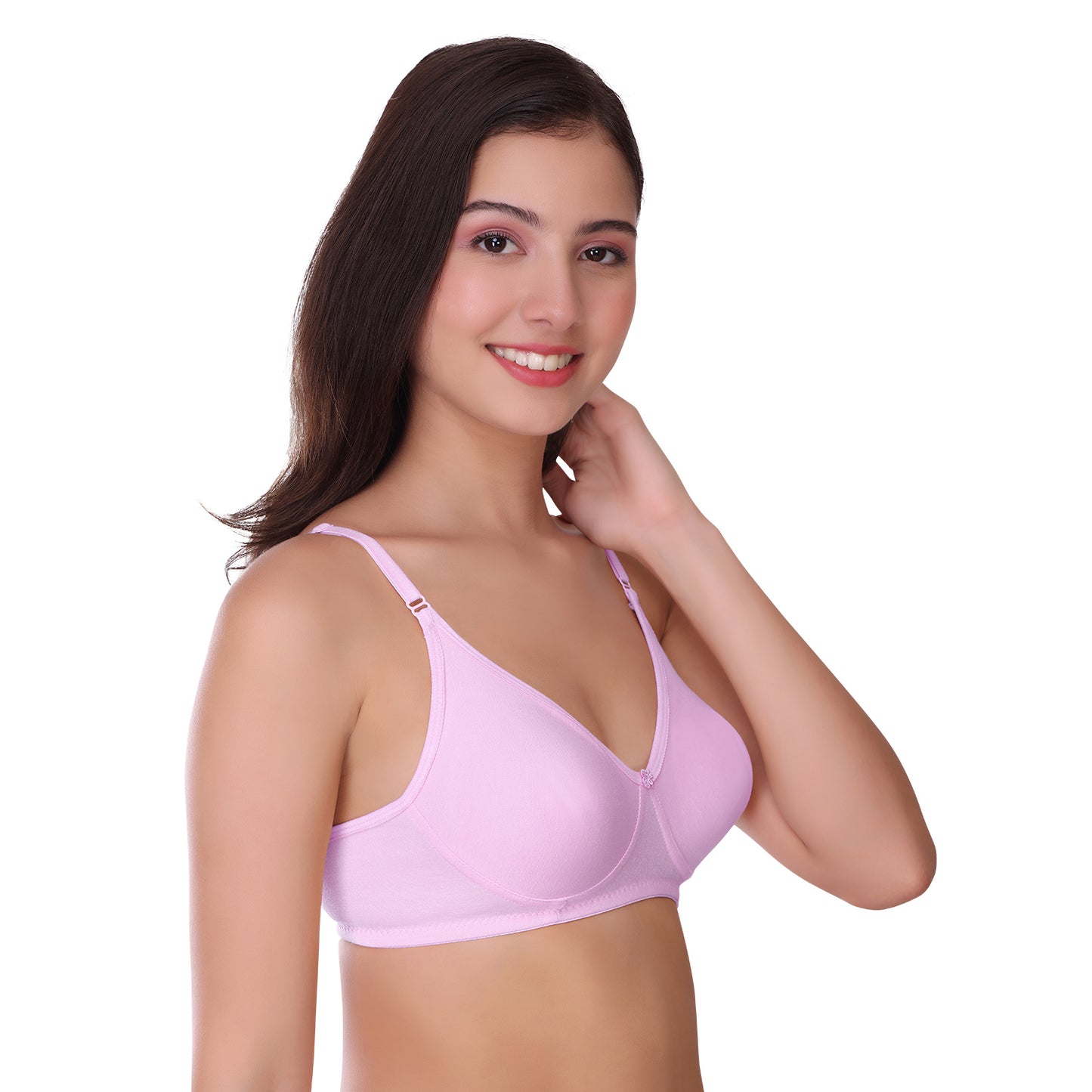 Pooja Ragenee Womens Full Coverage Non Padded Mould Cotton Bra MQ3057 Grey-Lavender-Peach