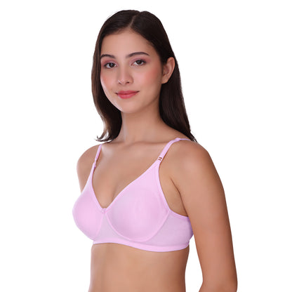 Pooja Ragenee Womens Full Coverage Non Padded Mould Cotton Bra MQ3057 Grey-Lavender