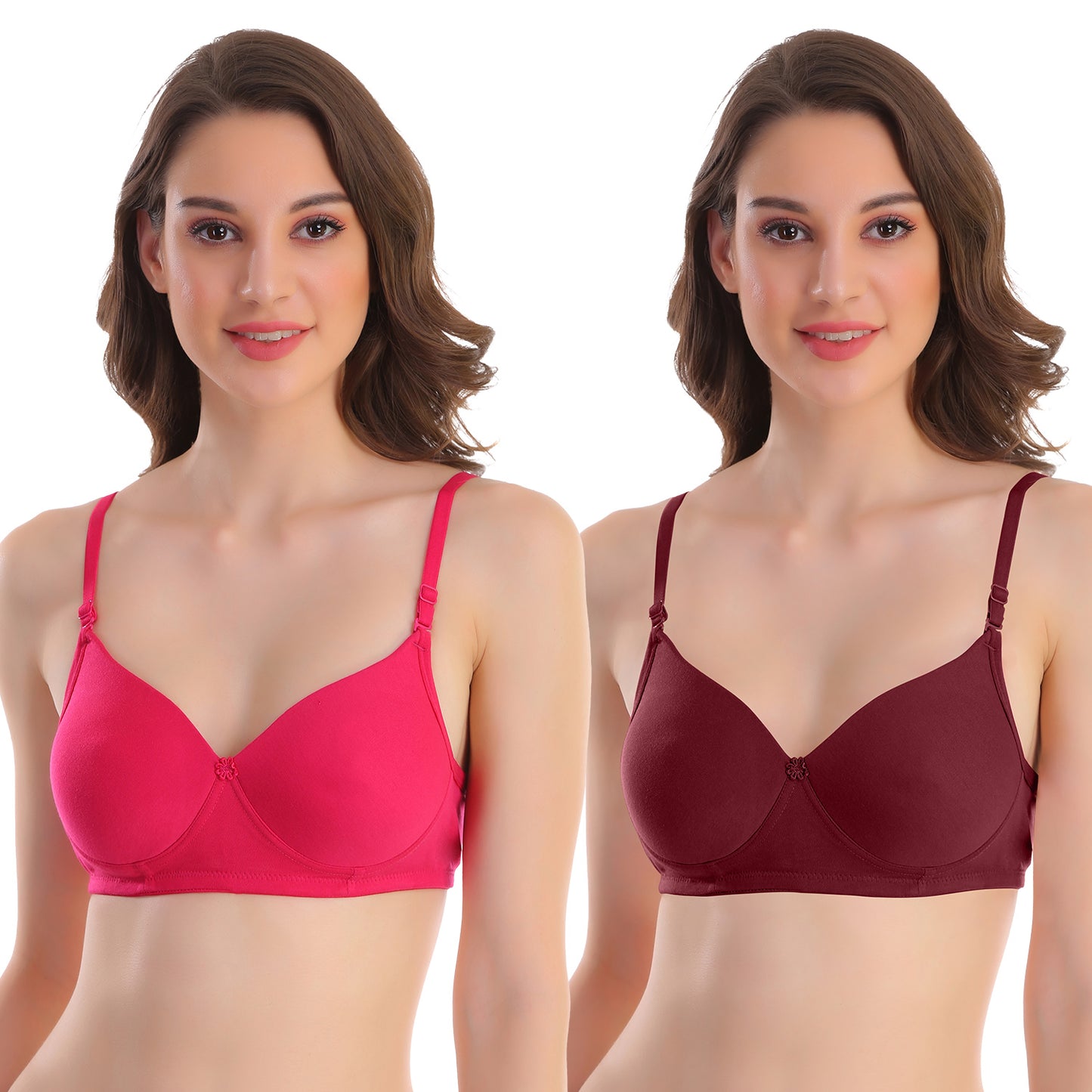 Pooja Ragenee Womens Full Coverage Padded Mould Cotton Bra FQ8005 Magenta-Maroon